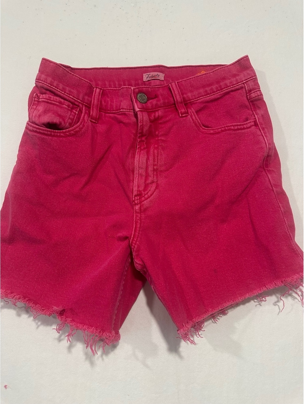 Faherty Sunwashed Denim Shorts Granita Hot Pink Raw Hem Size 25 - Picture 2 of 9